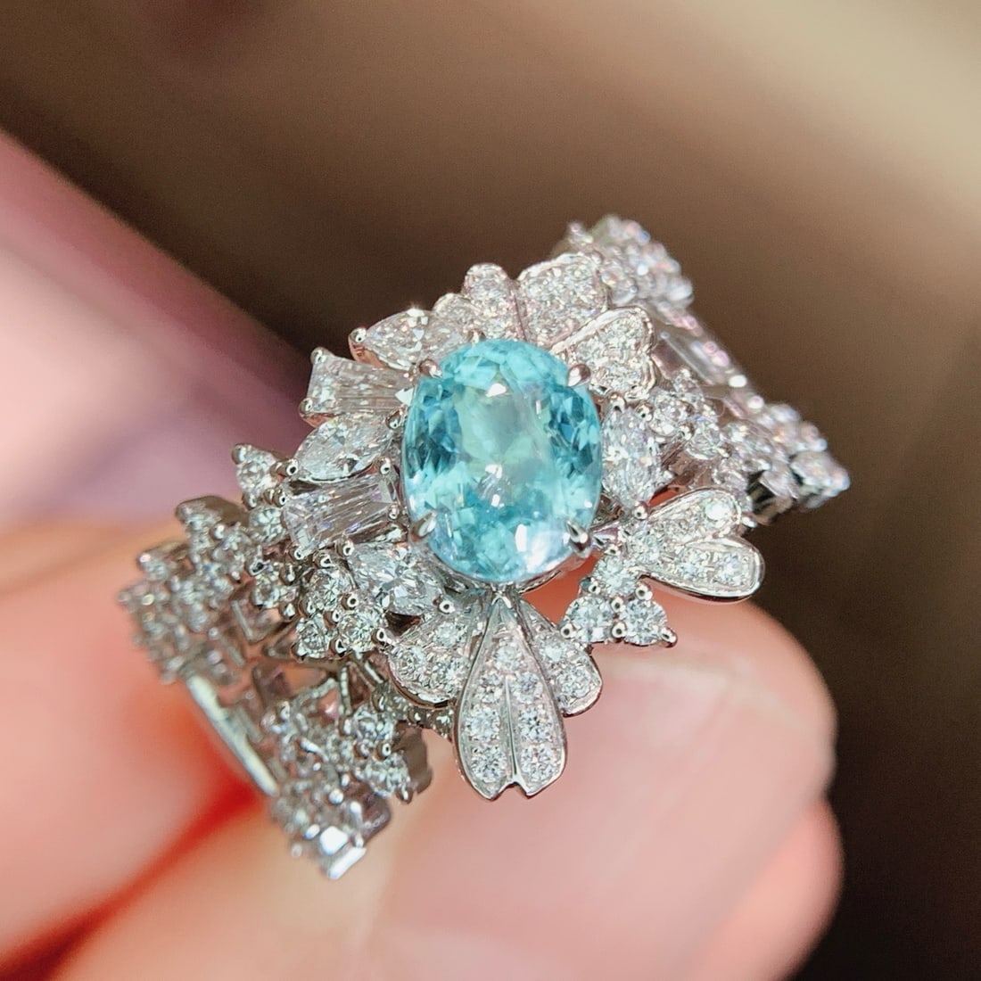 14k Gold 1.72 Ctw Natural Paraiba Tourmaline & Diamond Ring - 2