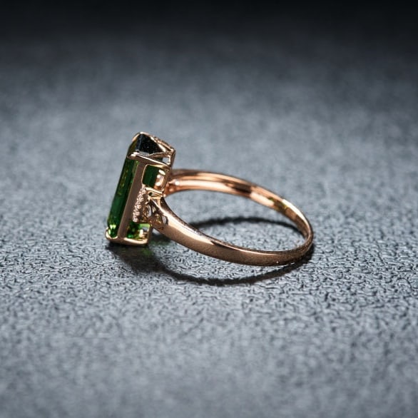 14k Gold 3.0 Ct Natural Tourmaline & Diamond Ring - 6