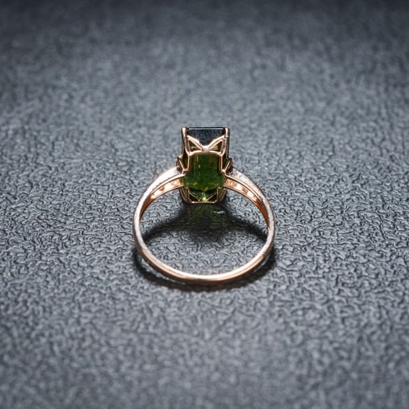 14k Gold 3.0 Ct Natural Tourmaline & Diamond Ring - 7