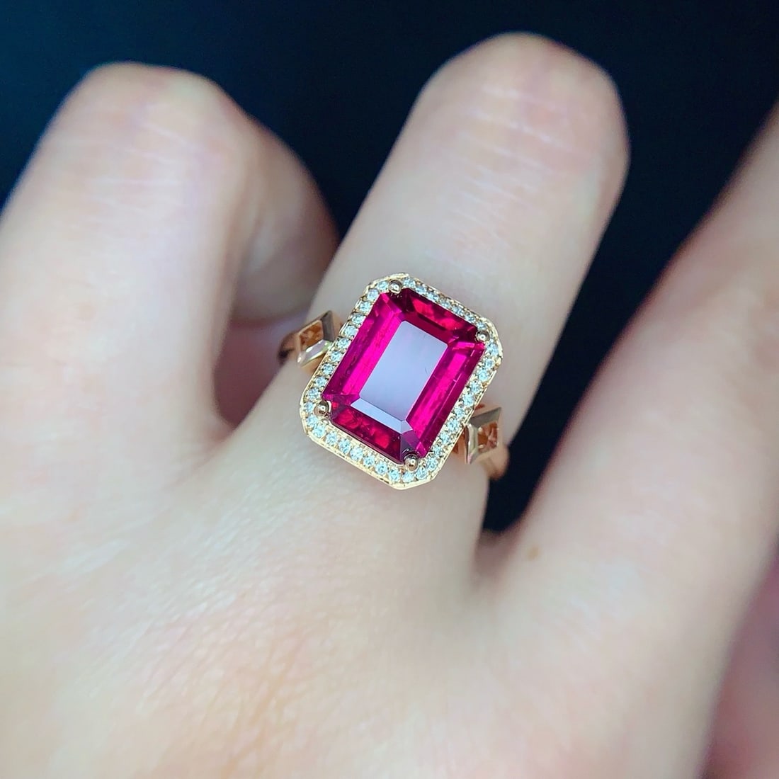 14k Gold 3 Ct Natural Tourmaline & Diamond Ring - 2