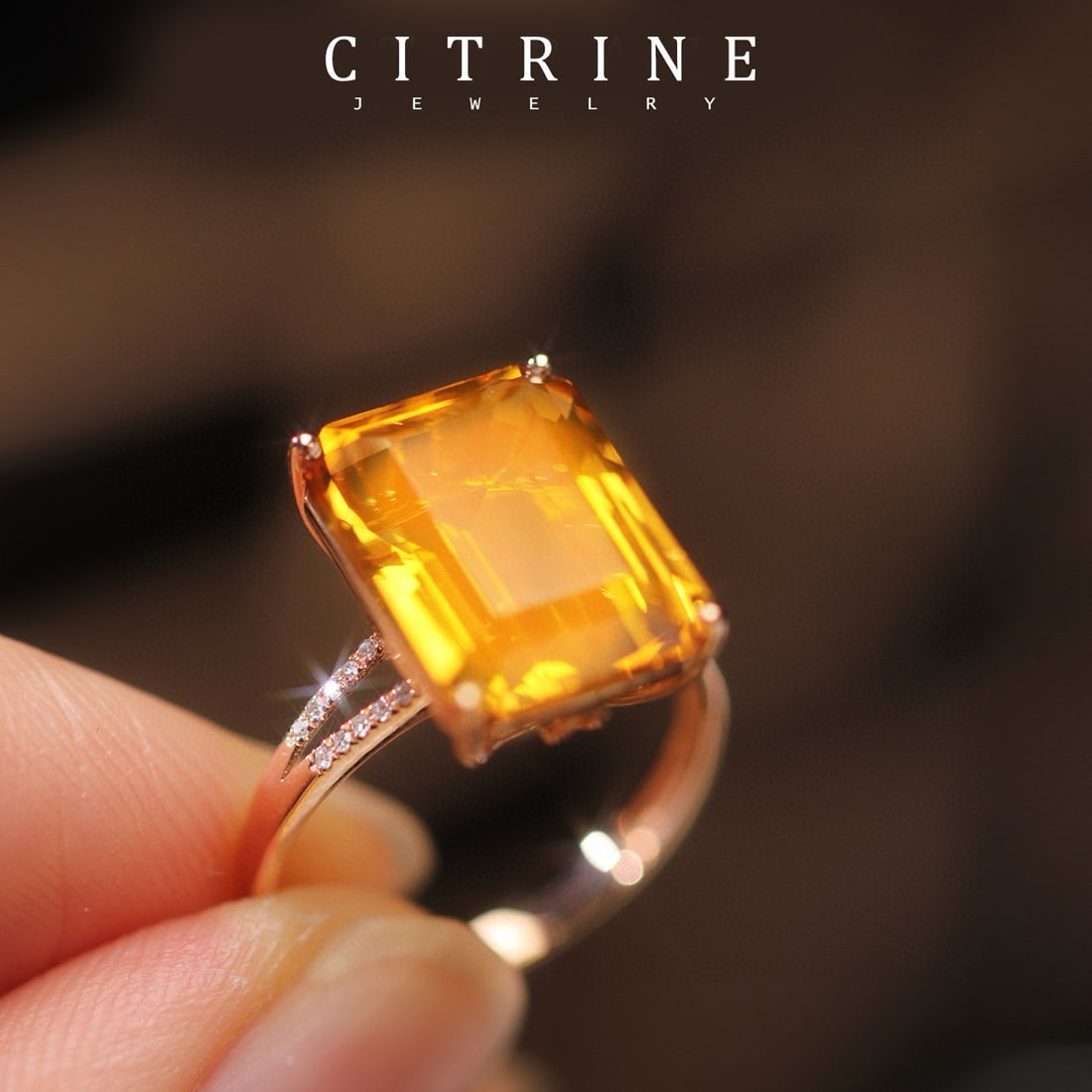 14k Gold 6.91 Ctw Natural Citrine & Diamond Ring: Ref:231190021 // gold content:14k gold // ring size:7. 25us // // main gemstone:citrine // shape:octagonal // carat weight:6. 85ct // color:yellow // treatment:natural // // adjacent gemstone 2 :