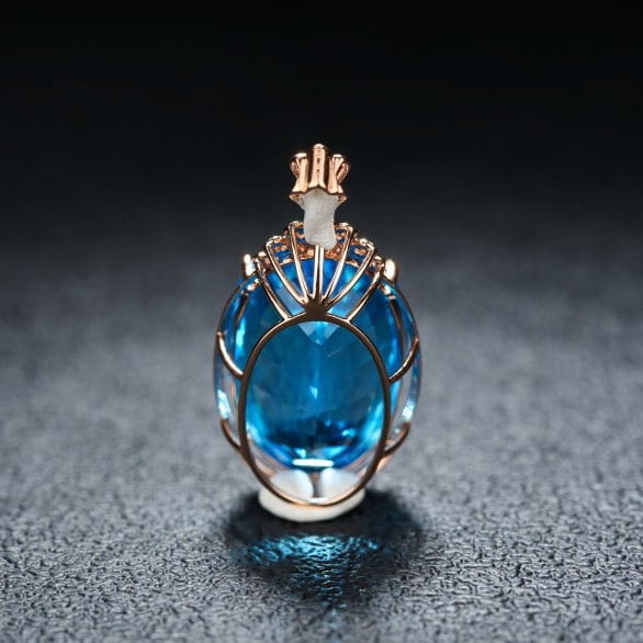 14k Gold 20.32 Ct Natural Topaz & Diamond Pendant( Without Chain ) - 5