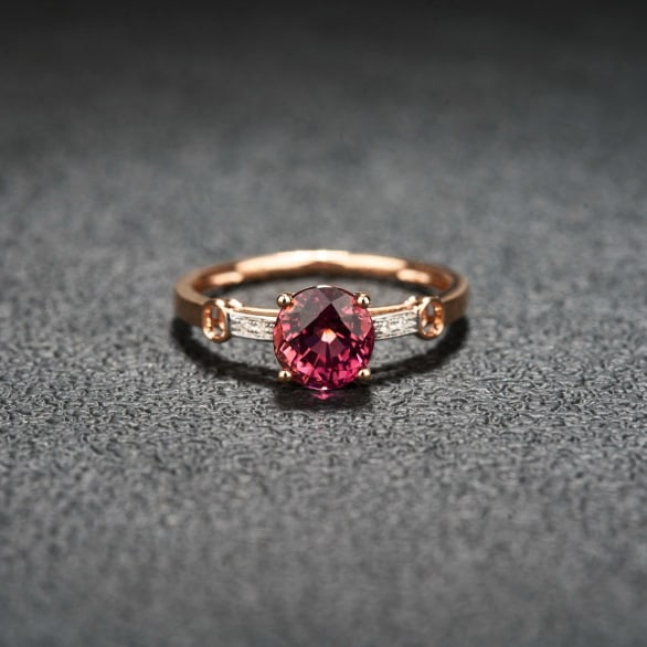 14k Gold 1.36 Ct Natural Tourmaline & Diamond Ring - 3