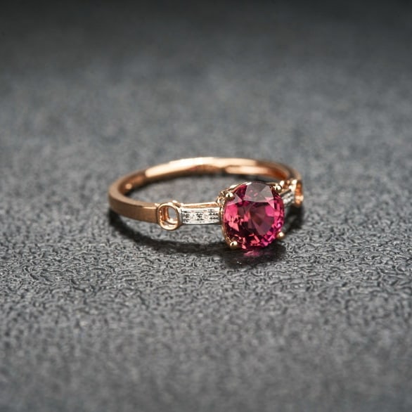 14k Gold 1.36 Ct Natural Tourmaline & Diamond Ring - 4