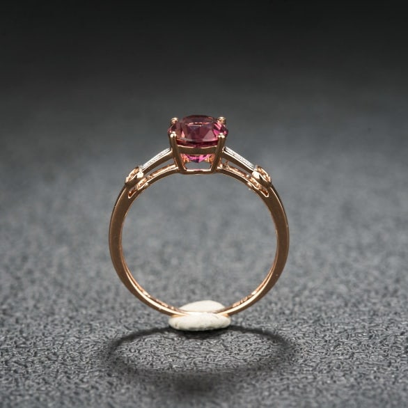 14k Gold 1.36 Ct Natural Tourmaline & Diamond Ring - 8