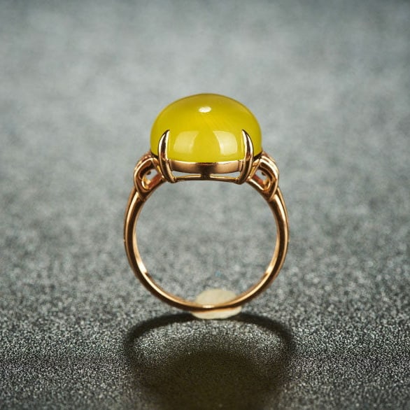14k Gold 15.9 Ct Natural Prehnite & Ruby Ring - 6