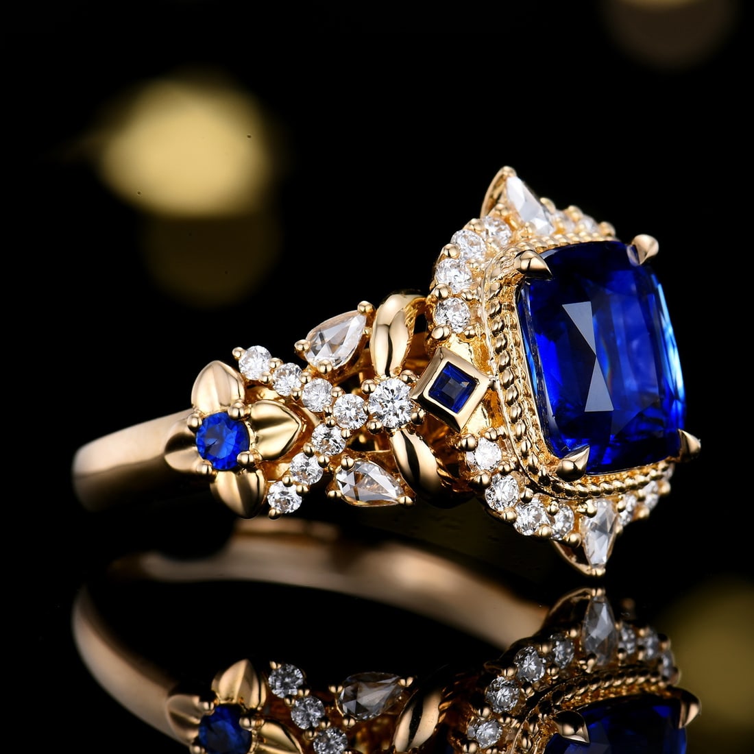 14k Gold 2.64 Ctw Natural Sapphire & Diamond Ring - 6