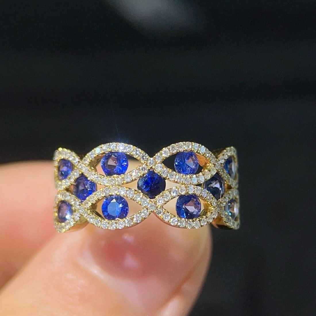 14k Gold 1.61 Ctw Natural Sapphire & Diamond Ring: Ref:231190078 // gold content:14k gold // ring size:7. 25us // // main gemstone:sapphire // shape:round // carat weight:1. 30ct // color:blue // treatment:natural // cut grade:g // // adjacent