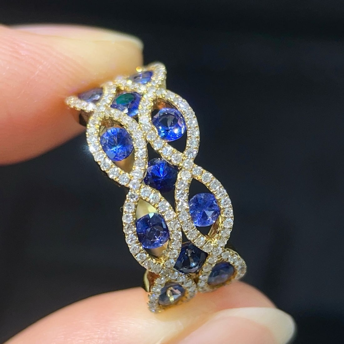 14k Gold 1.61 Ctw Natural Sapphire & Diamond Ring - 2