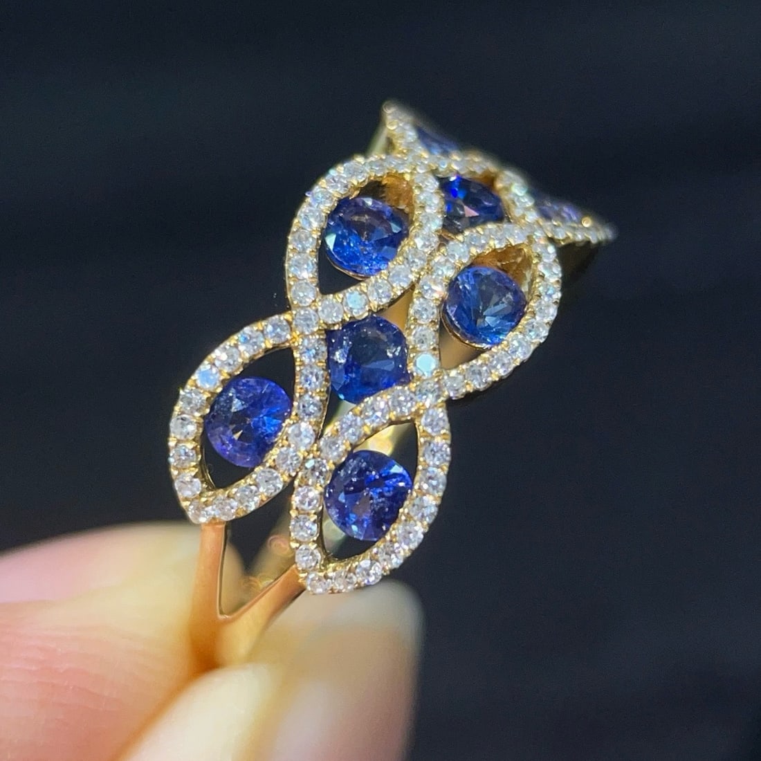 14k Gold 1.61 Ctw Natural Sapphire & Diamond Ring - 4