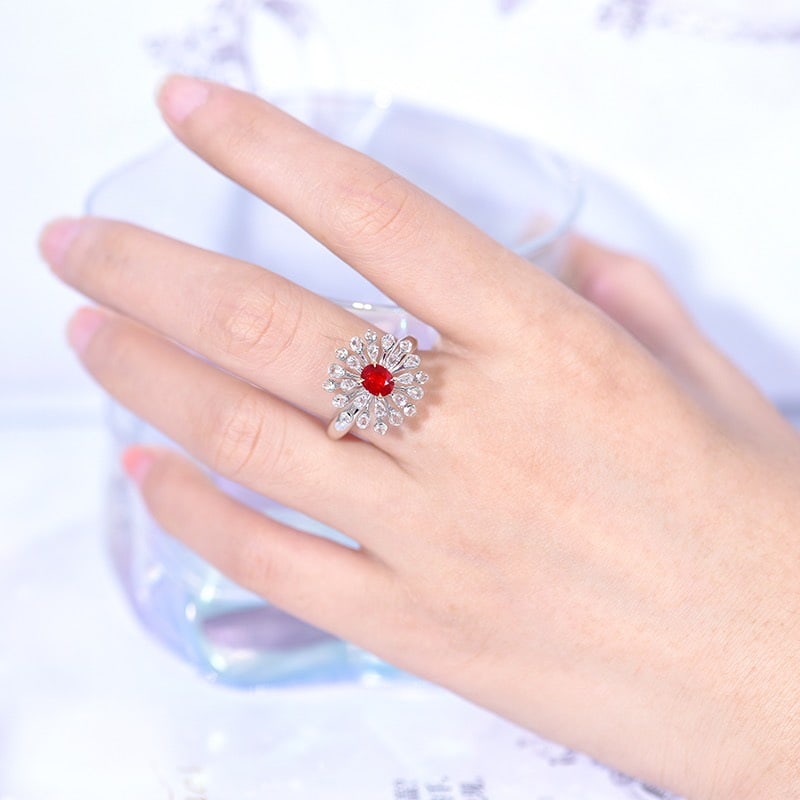14k Gold 1.03 Ctw Natural Ruby & Diamond Ring - 5