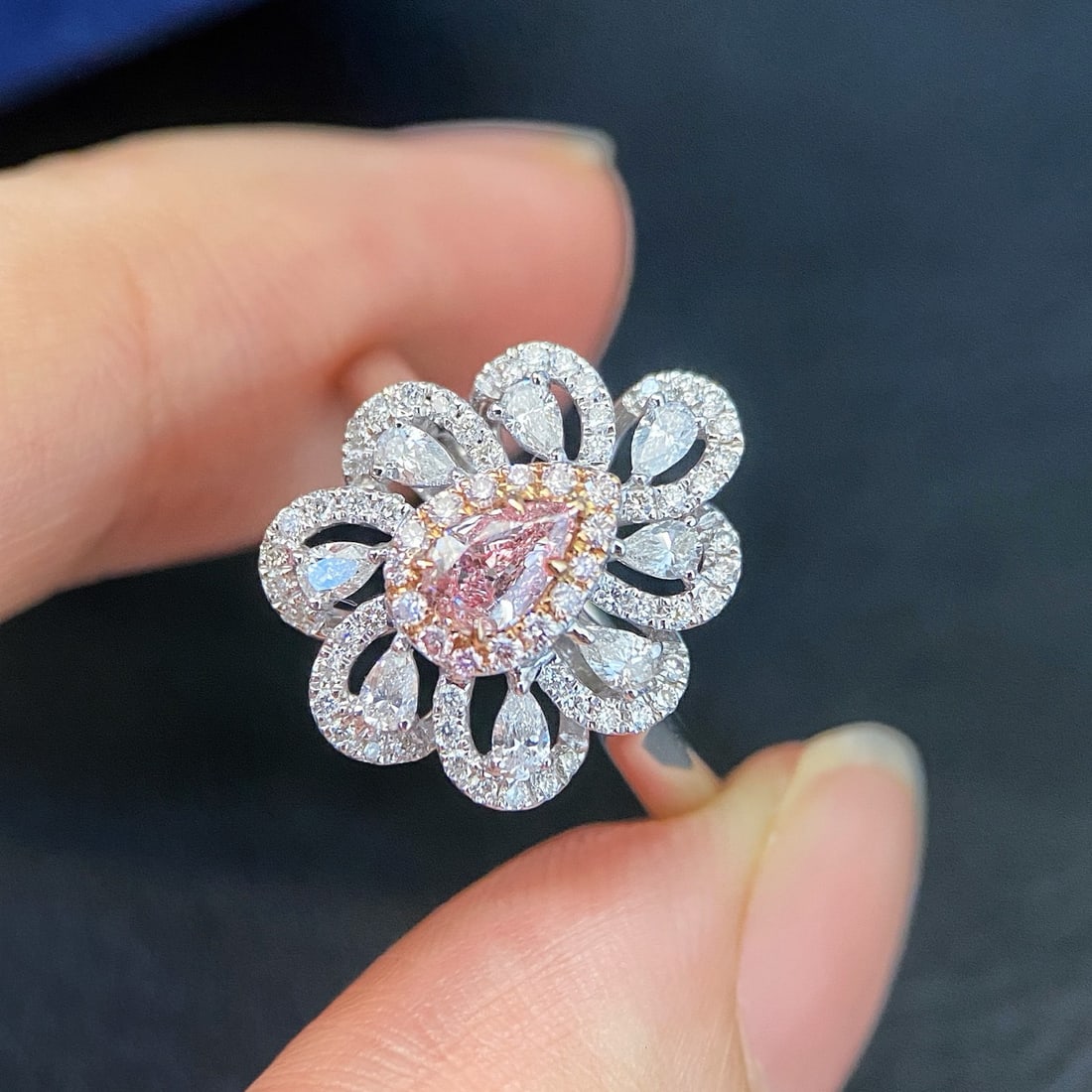 Gia Certified 14k Gold 0.86 Ctw Natural Pink Diamond & Diamond Ring - 2