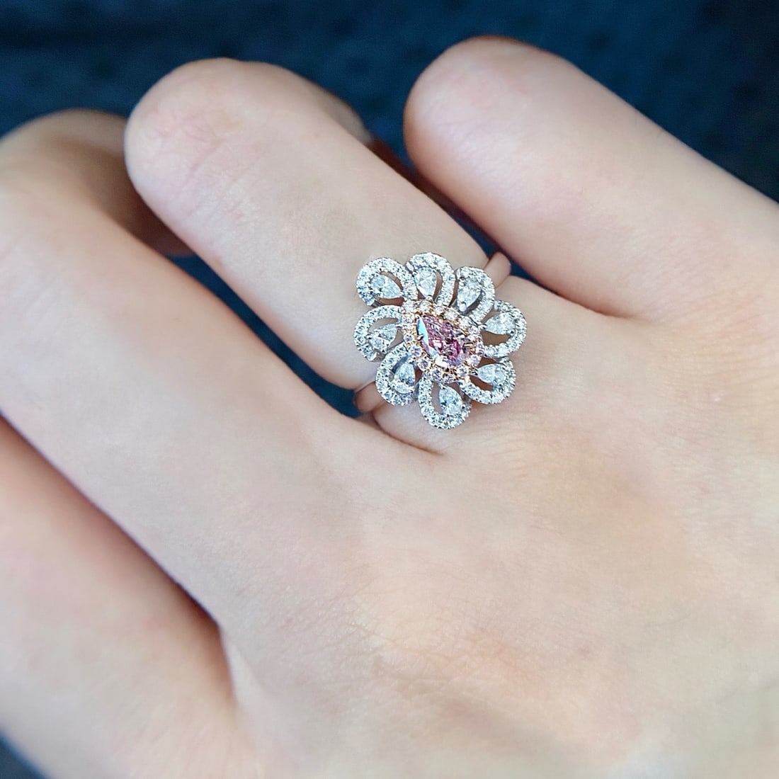 Gia Certified 14k Gold 0.86 Ctw Natural Pink Diamond & Diamond Ring - 3