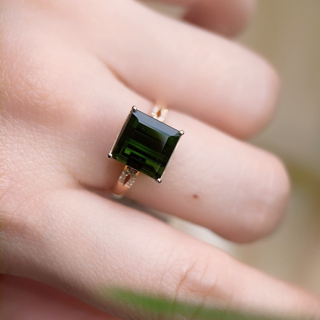 14k Gold 4.65 Ctw Natural Tourmaline & Diamond Ring - 5