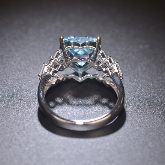14k Gold 3.04 Ctw Natural Aquamarine & Diamond Ring - 4