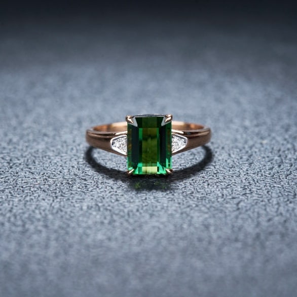 14k Gold 2.2 Ct Natural Tourmaline & Diamond Ring - 3
