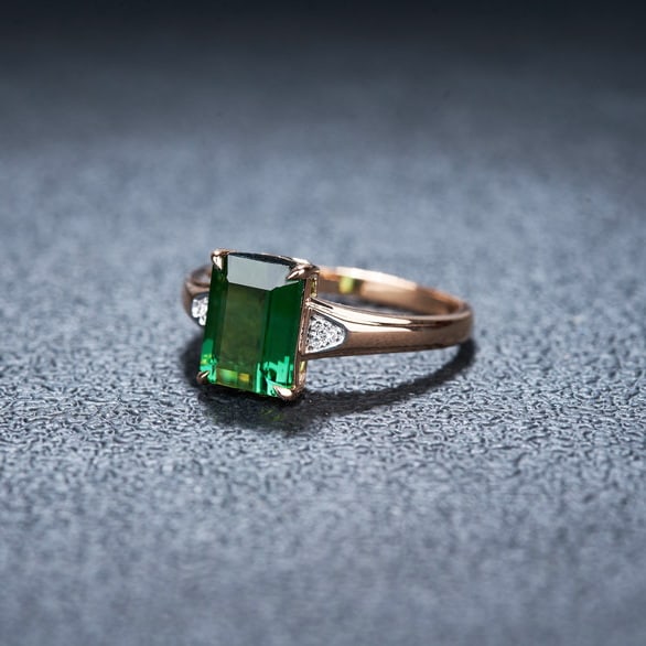 14k Gold 2.2 Ct Natural Tourmaline & Diamond Ring - 5
