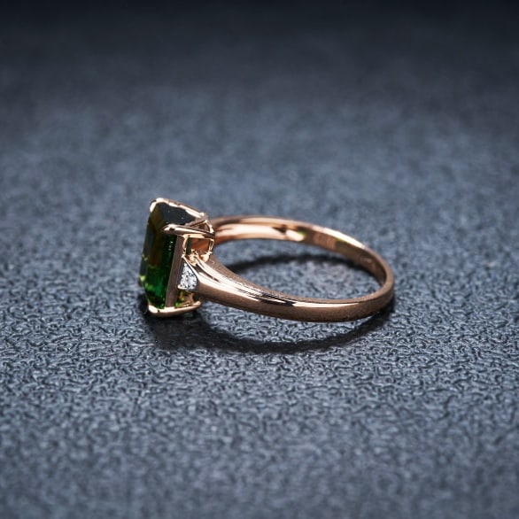 14k Gold 2.2 Ct Natural Tourmaline & Diamond Ring - 6