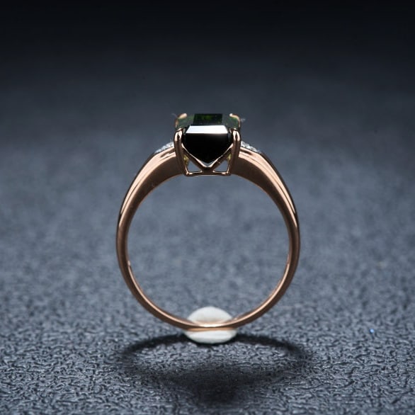 14k Gold 2.2 Ct Natural Tourmaline & Diamond Ring - 7