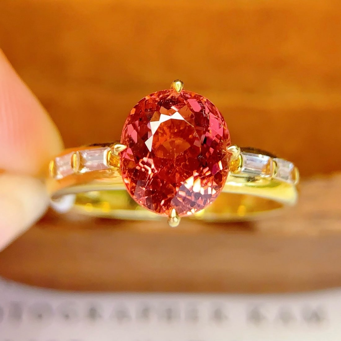 14k Gold 3.2 Ct Natural Tourmaline & Sapphire Ring - 3