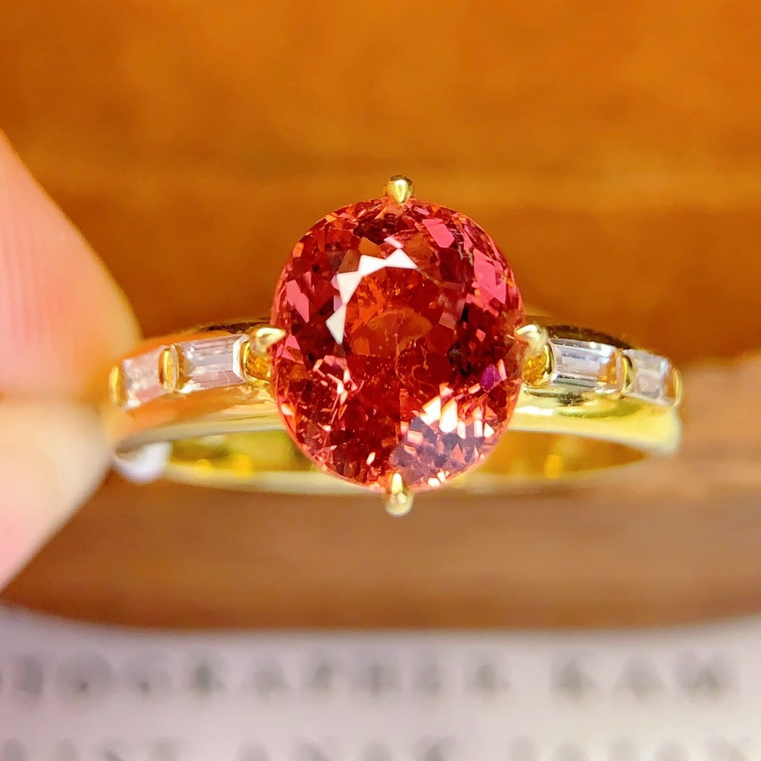14k Gold 3.2 Ct Natural Tourmaline & Sapphire Ring - 4