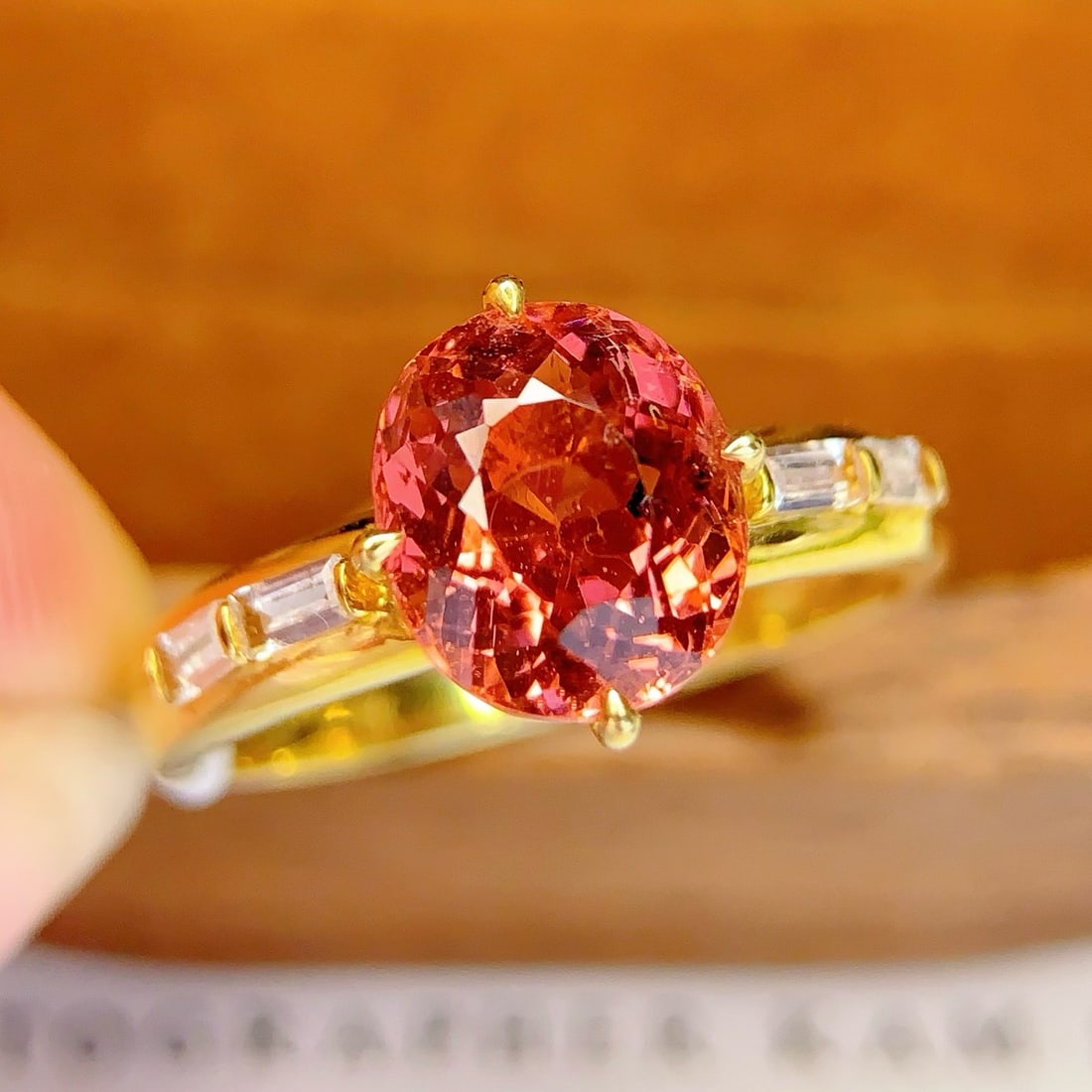 14k Gold 3.2 Ct Natural Tourmaline & Sapphire Ring - 5