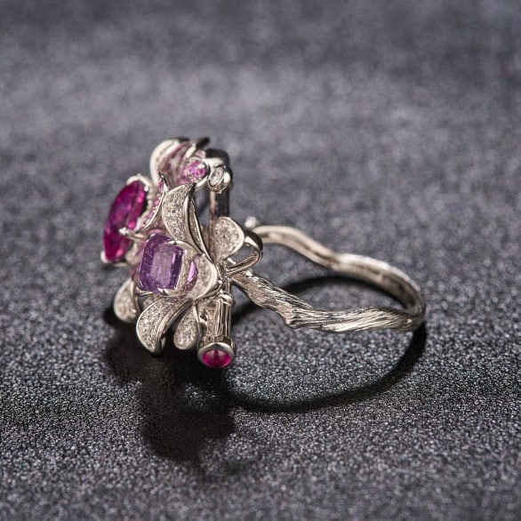 14k Gold 2.42 Ctw Natural Sapphire & Sapphire & Toi Et Moi Ring/brooch/pendant( Without Chain ) - 5