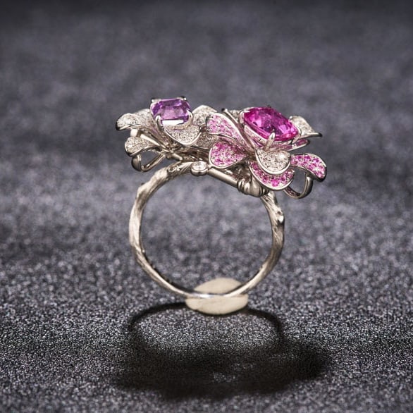 14k Gold 2.42 Ctw Natural Sapphire & Sapphire & Toi Et Moi Ring/brooch/pendant( Without Chain ) - 7