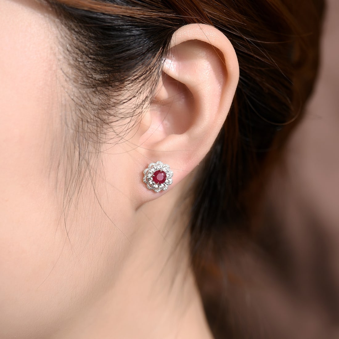 14k Gold 1.05 Ctw Natural Ruby & Diamond Earrings - 2
