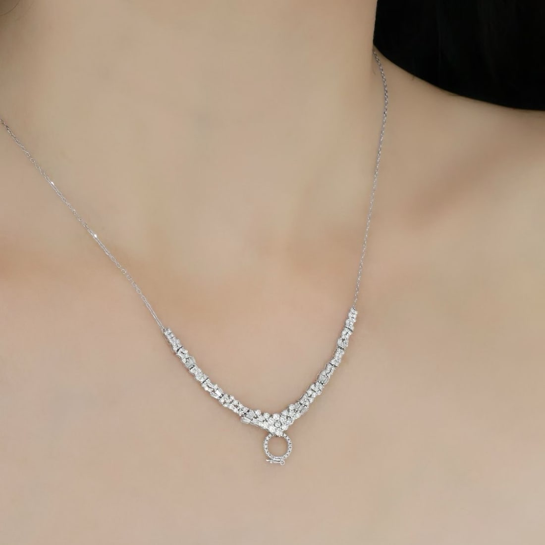 14k Gold 1.28 Ct Natural H Diamond Necklace - 5