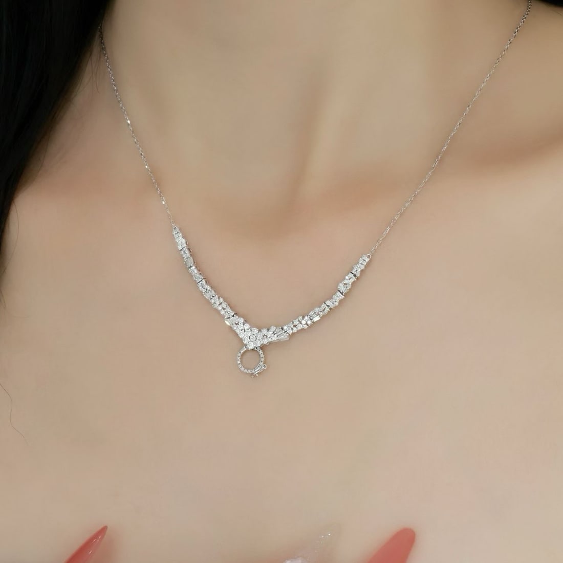14k Gold 1.28 Ct Natural H Diamond Necklace - 6