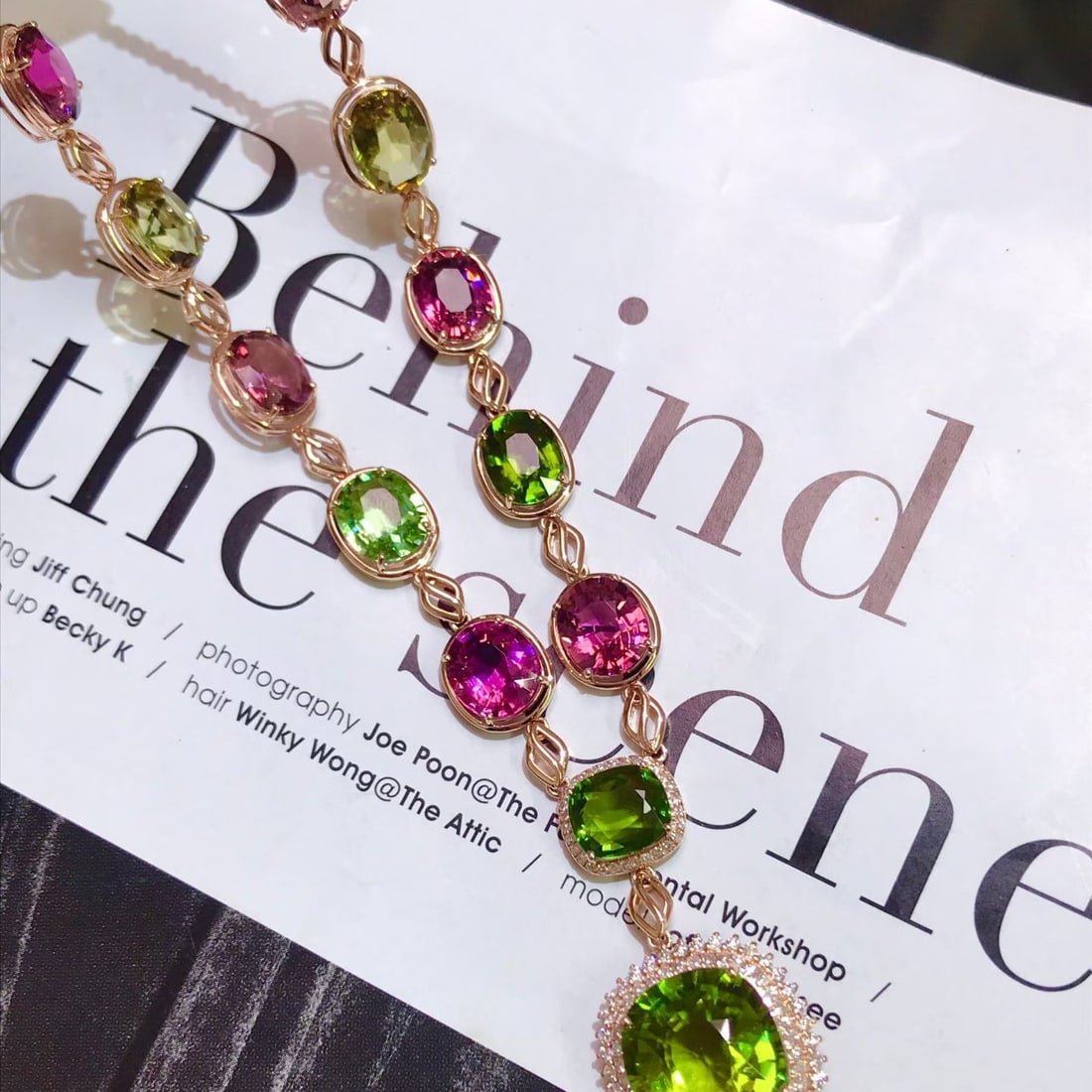 14k Gold 25.5 Ct Natural Tourmaline & Diamond Necklace - 4