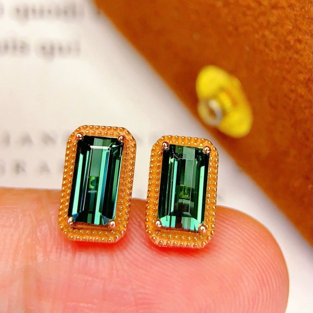 14k Gold 2 Ct Natural Tourmaline Earrings - 2