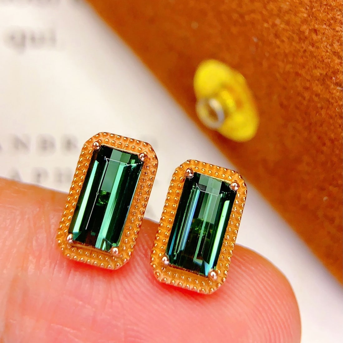 14k Gold 2 Ct Natural Tourmaline Earrings - 3