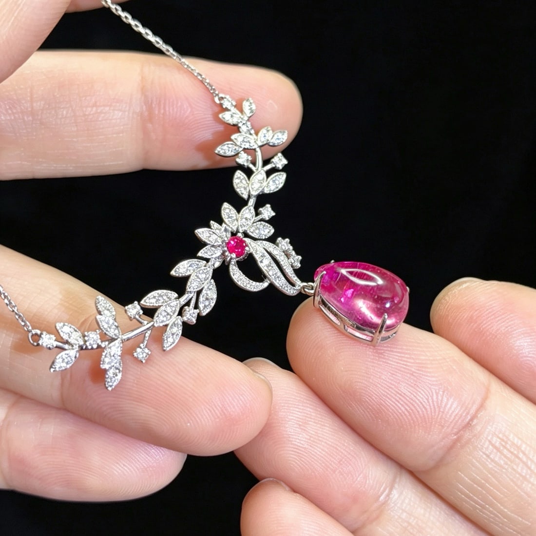14k Gold 4.24 Ctw Natural Tourmaline & Diamond Necklace - 4