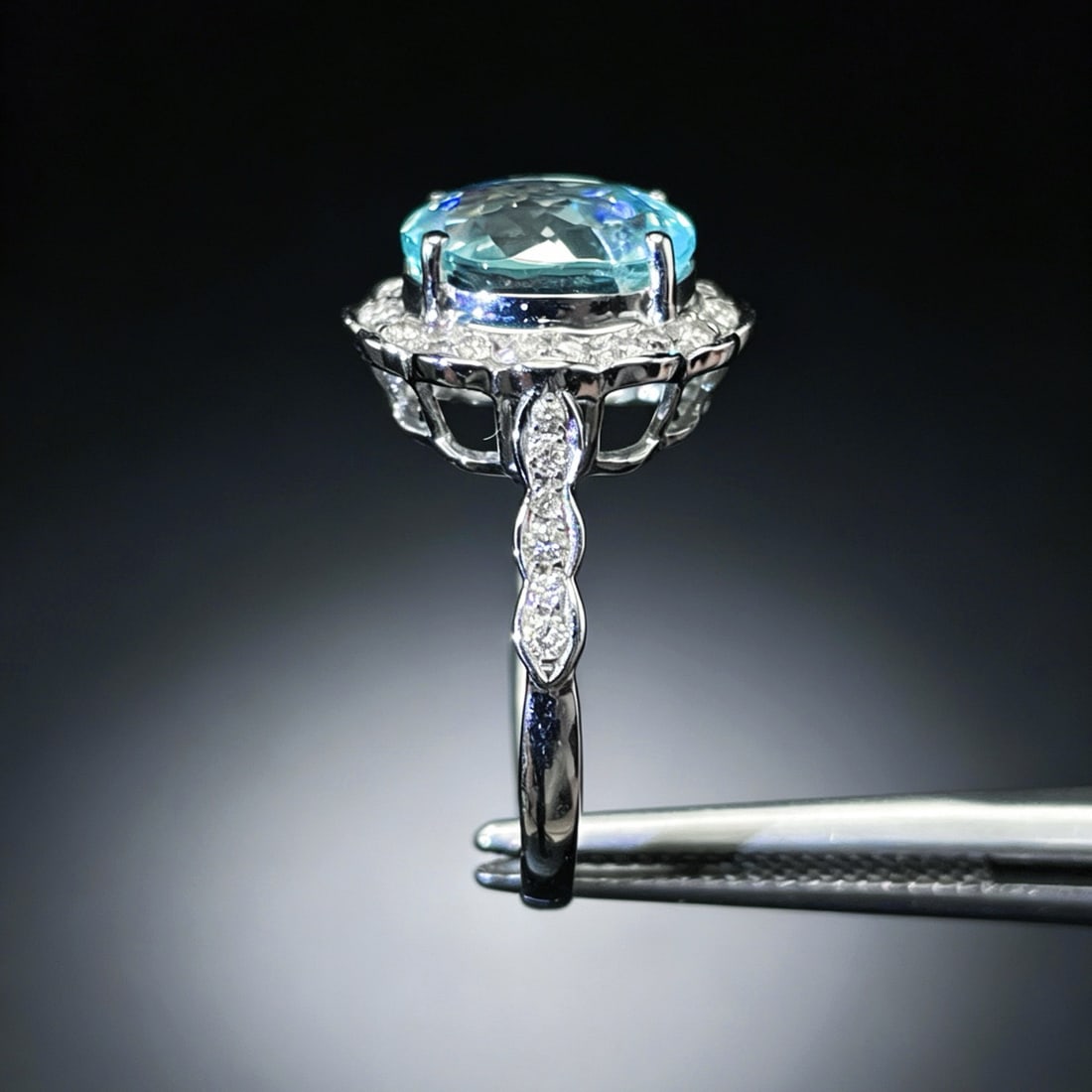 14k Gold 3.49 Ctw Natural Aquamarine & Diamond Ring - 4