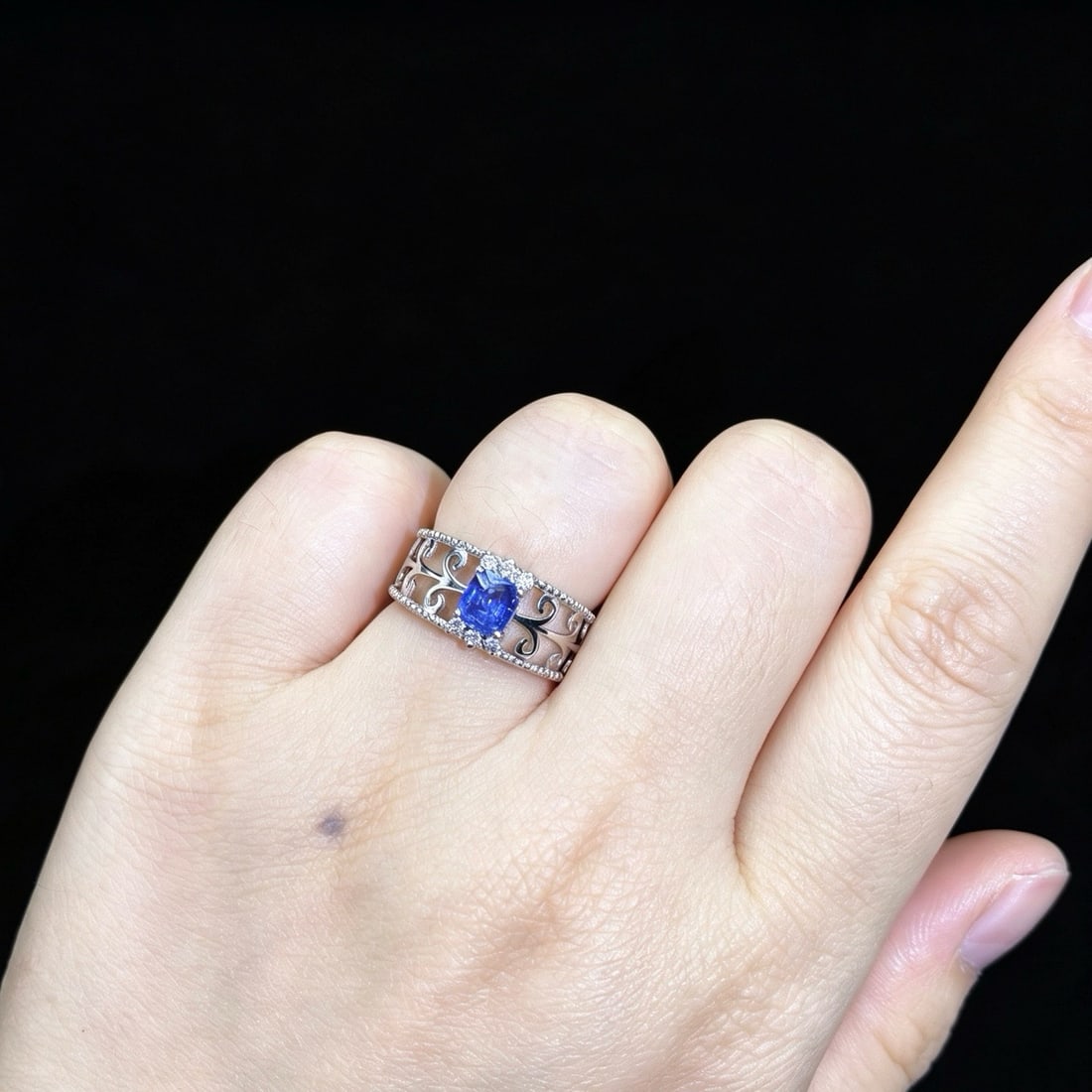 14k Gold 1.12 Ctw Natural Sapphire & Diamond Ring - 6