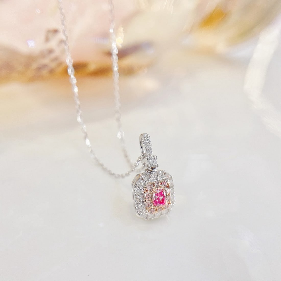 14k Gold 0.26 Ctw Natural Pink Diamond & Diamond Necklace - 3