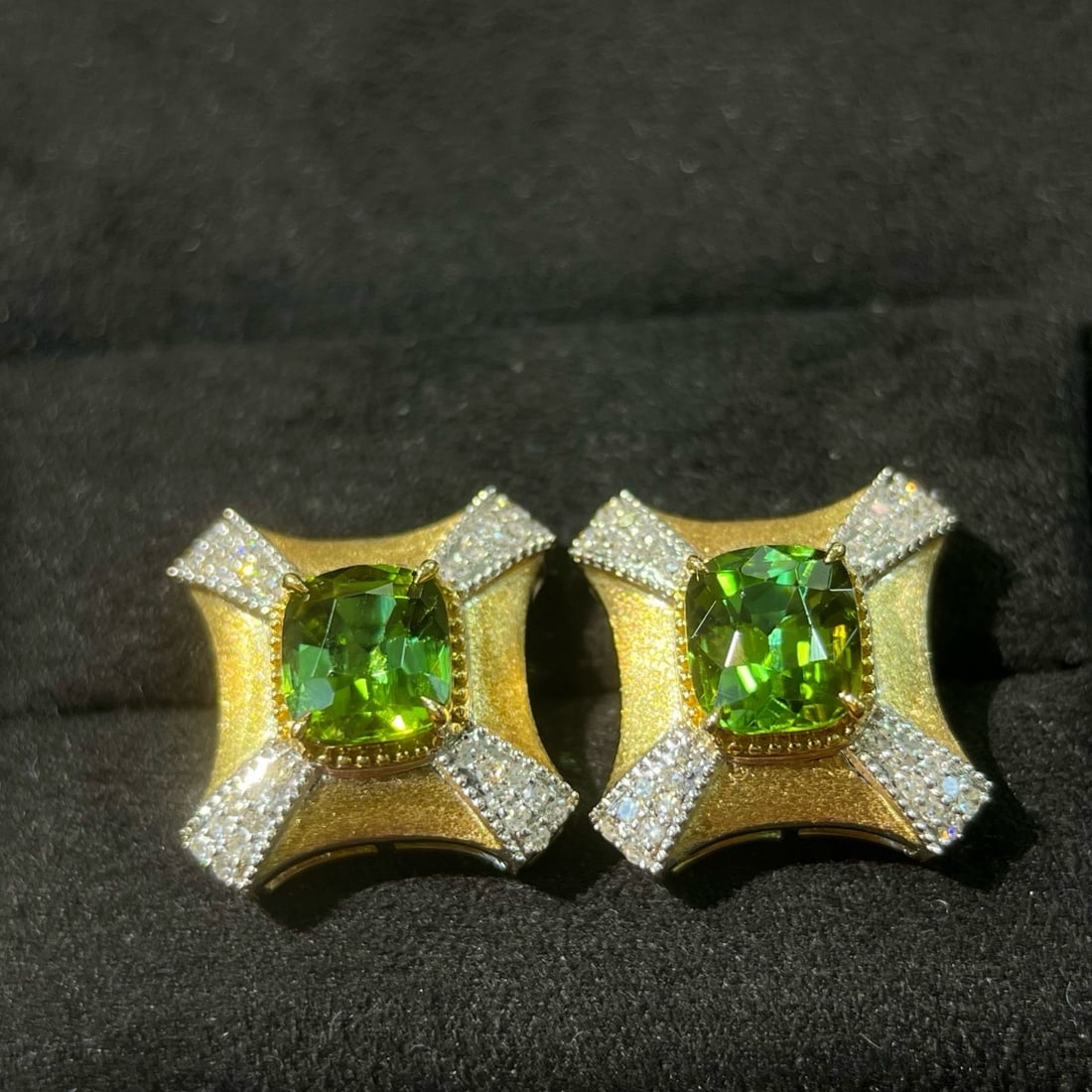 14k Gold 2.18 Ctw Natural Tourmaline & Diamond Earrings - 3