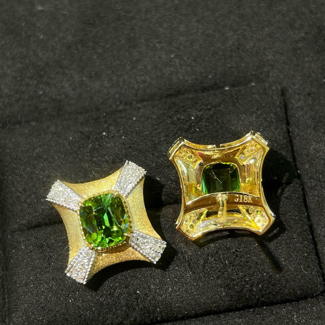 14k Gold 2.18 Ctw Natural Tourmaline & Diamond Earrings - 6