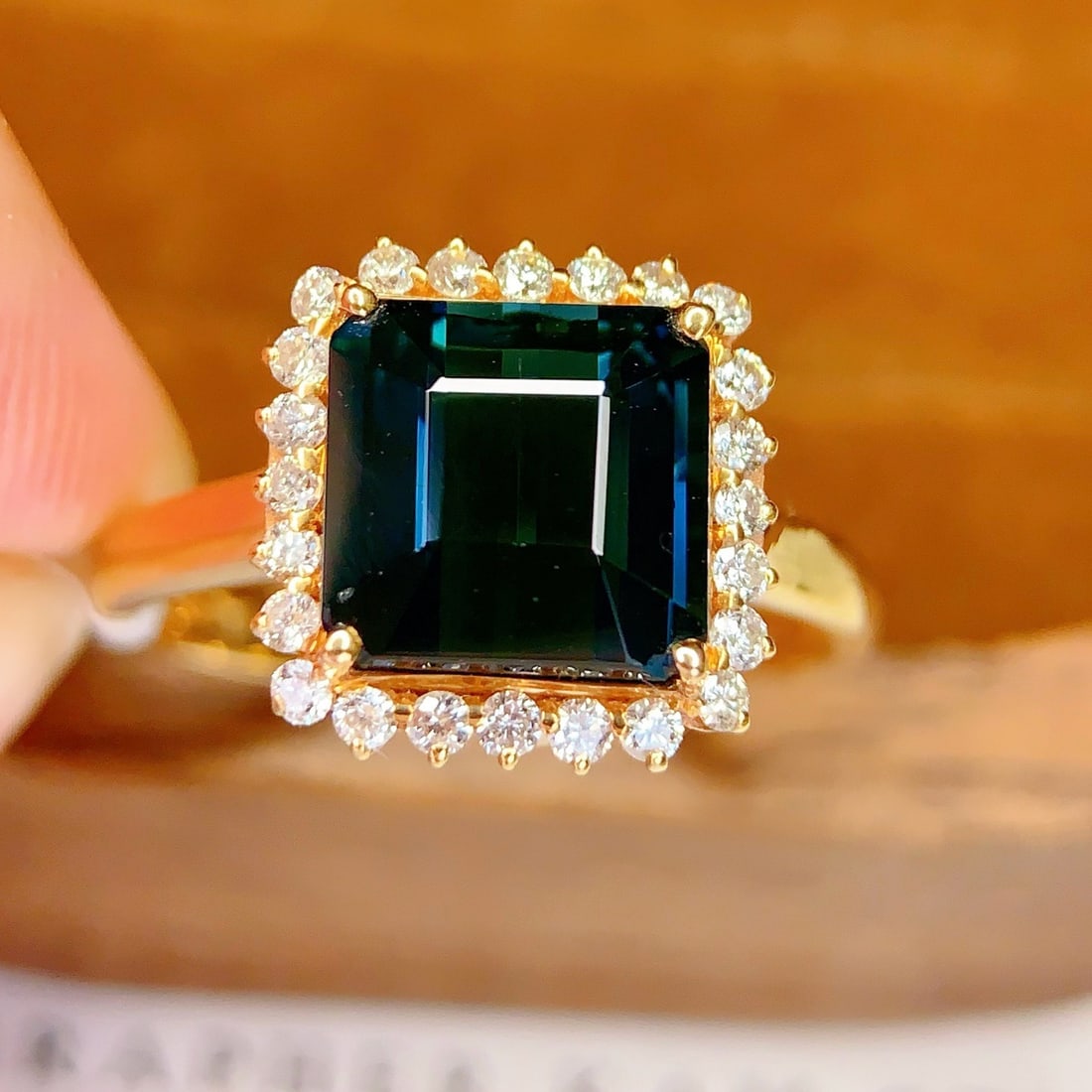 14k Gold 3 Ct Natural Tourmaline & Diamond Ring - 2