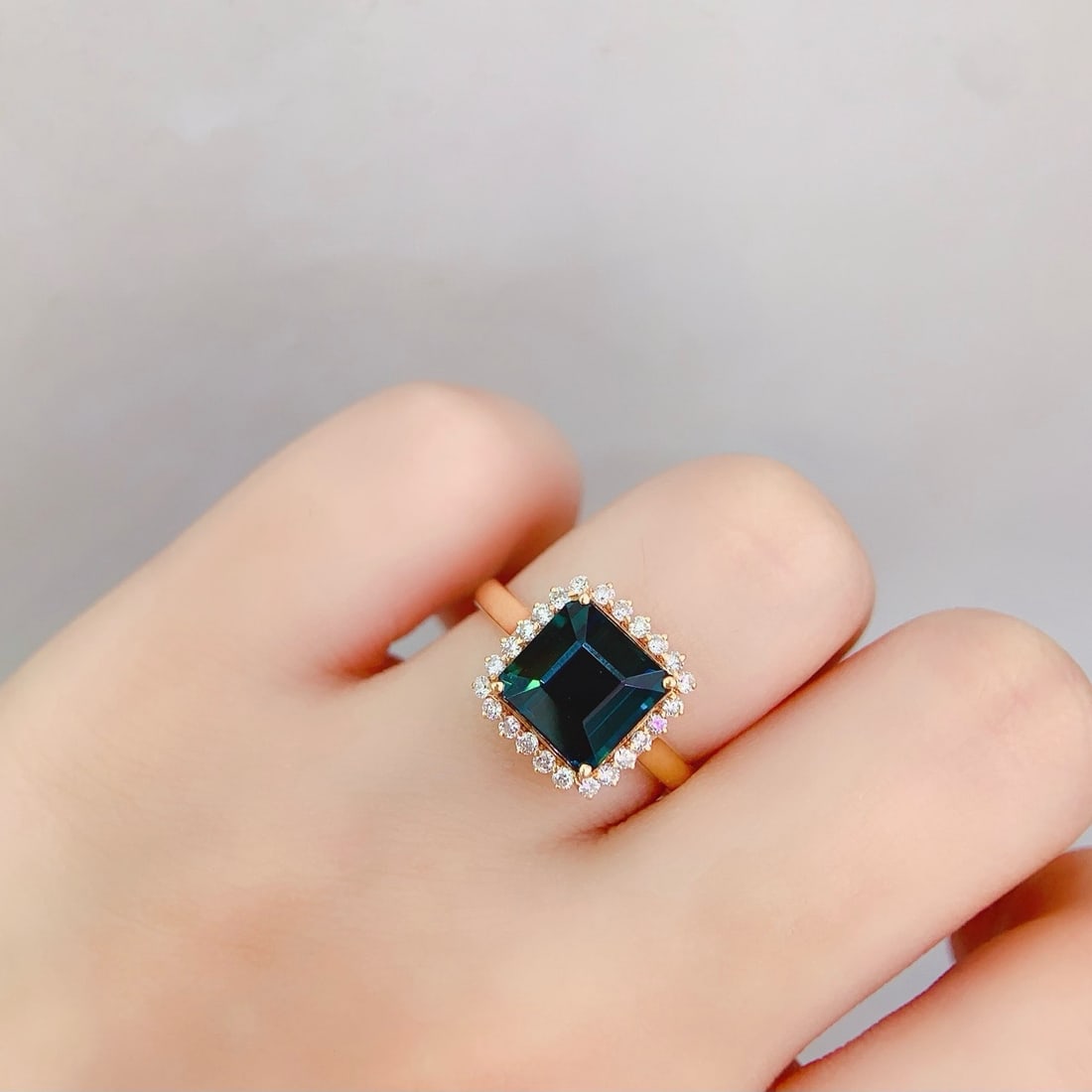 14k Gold 3 Ct Natural Tourmaline & Diamond Ring - 5