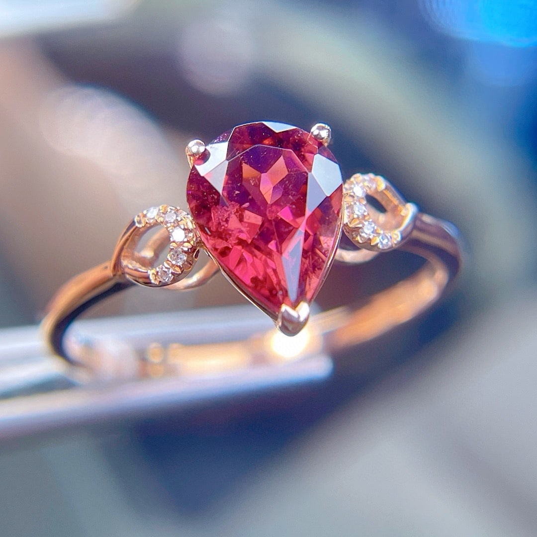 14k Gold 1.6 Ct Natural Tourmaline & Diamond Ring - 2