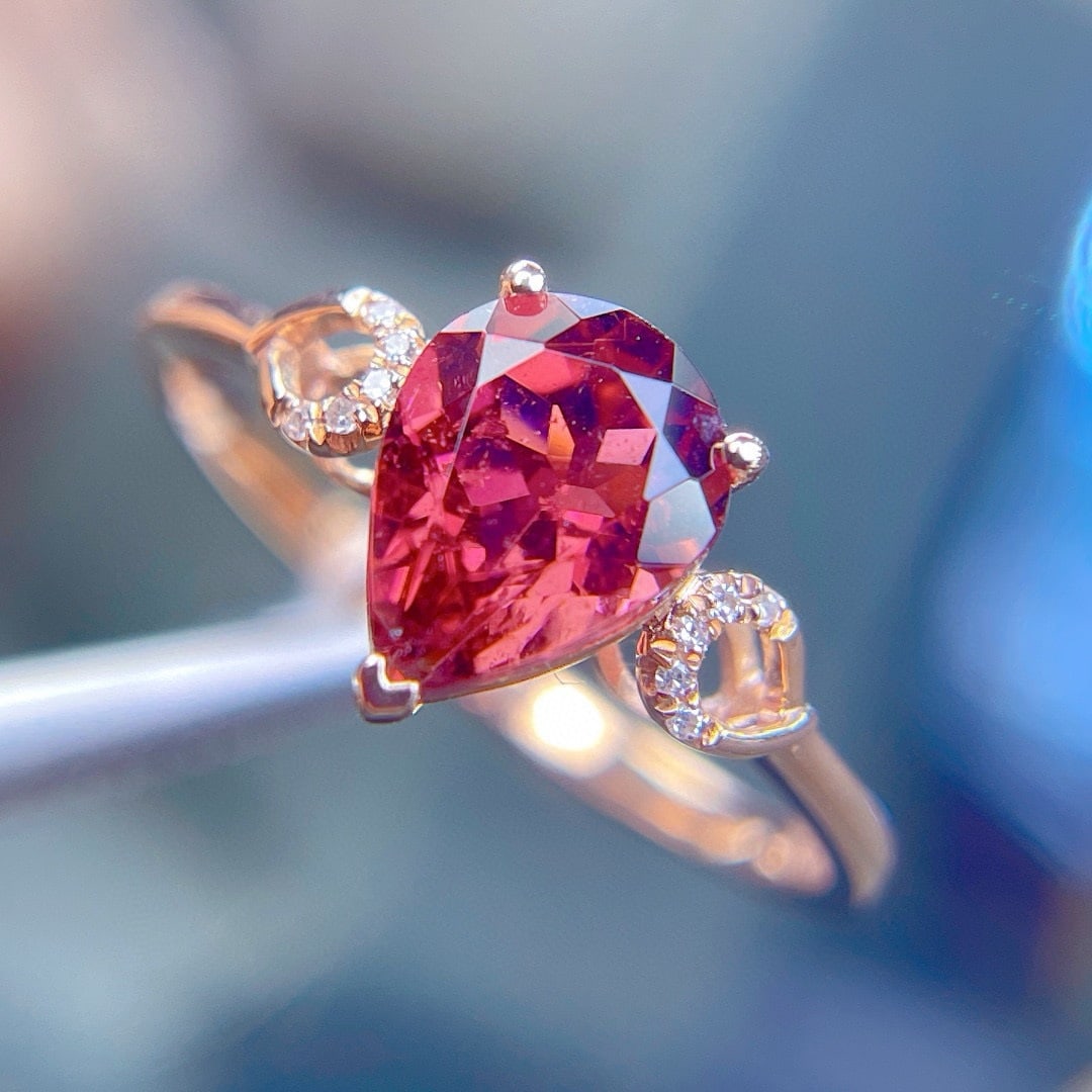 14k Gold 1.6 Ct Natural Tourmaline & Diamond Ring - 5
