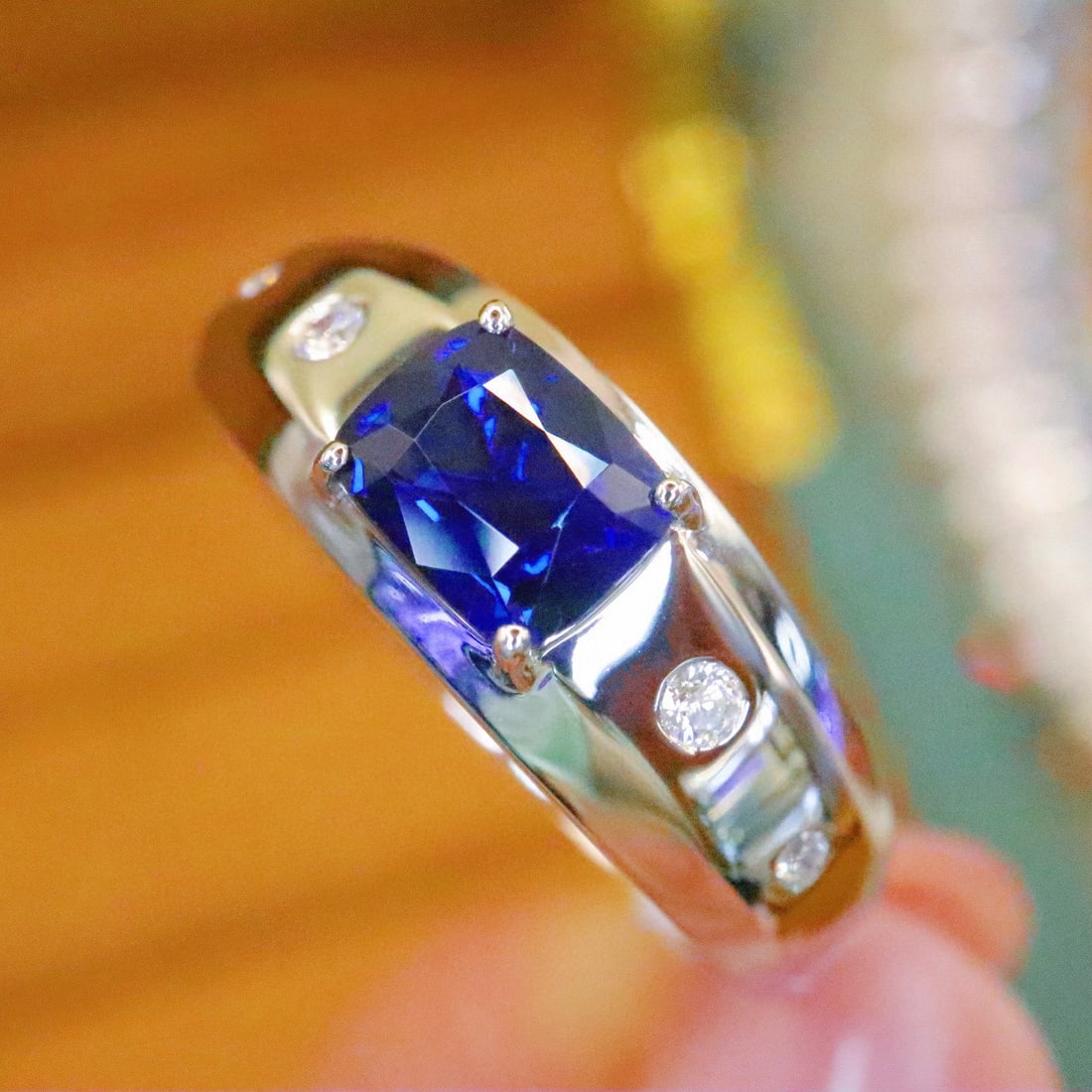 14k Gold 1.11 Ctw Natural Sapphire & Diamond Ring - 2