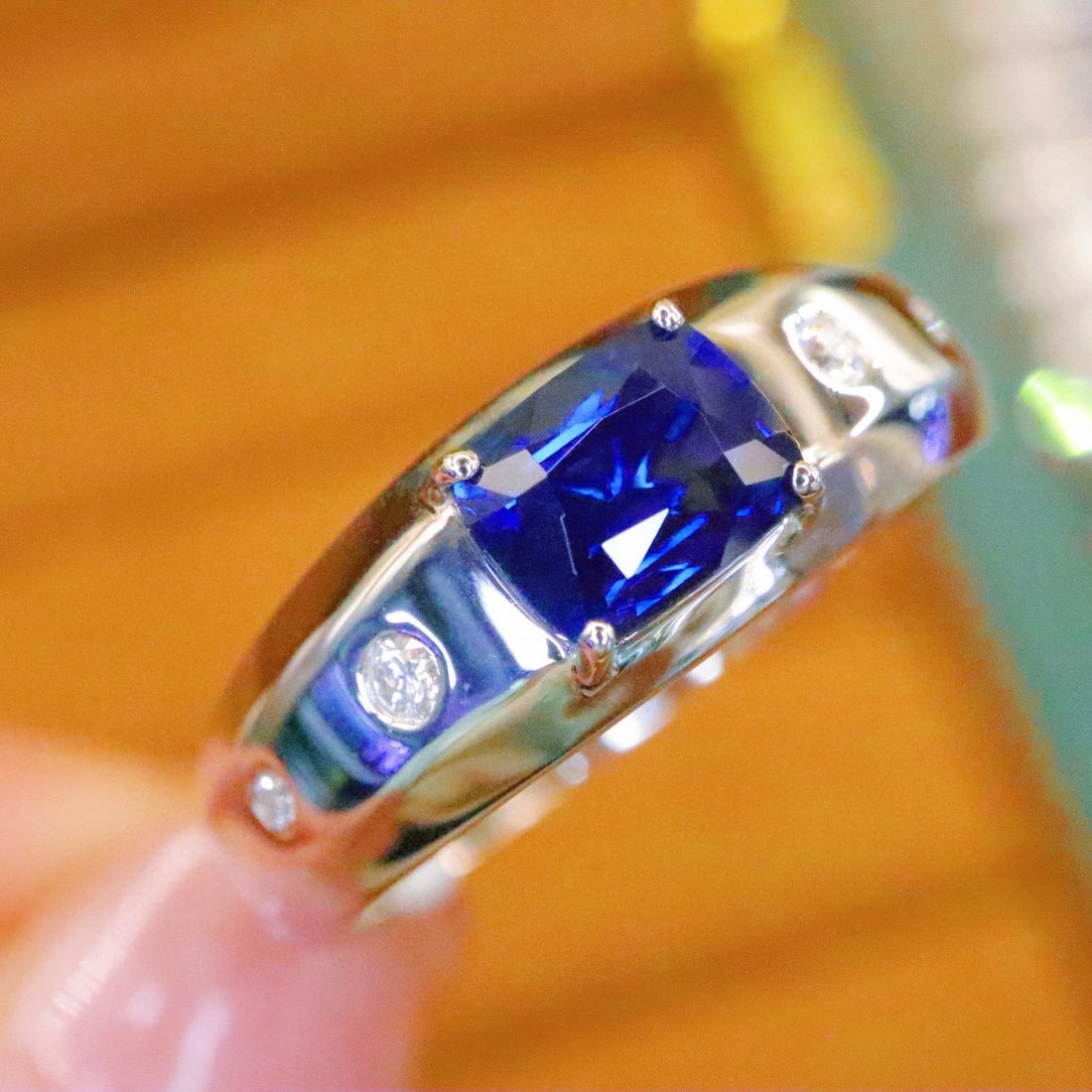14k Gold 1.11 Ctw Natural Sapphire & Diamond Ring - 3