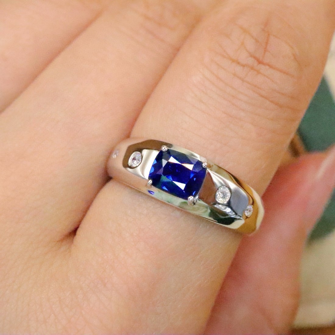 14k Gold 1.11 Ctw Natural Sapphire & Diamond Ring - 5