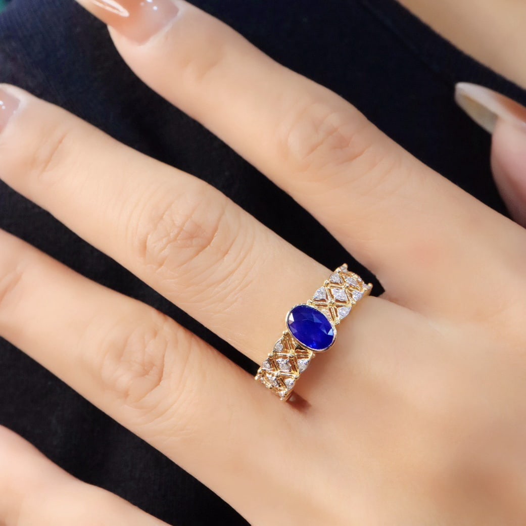 14k Gold 1.20 Ctw Natural Sapphire & Diamond Ring - 4