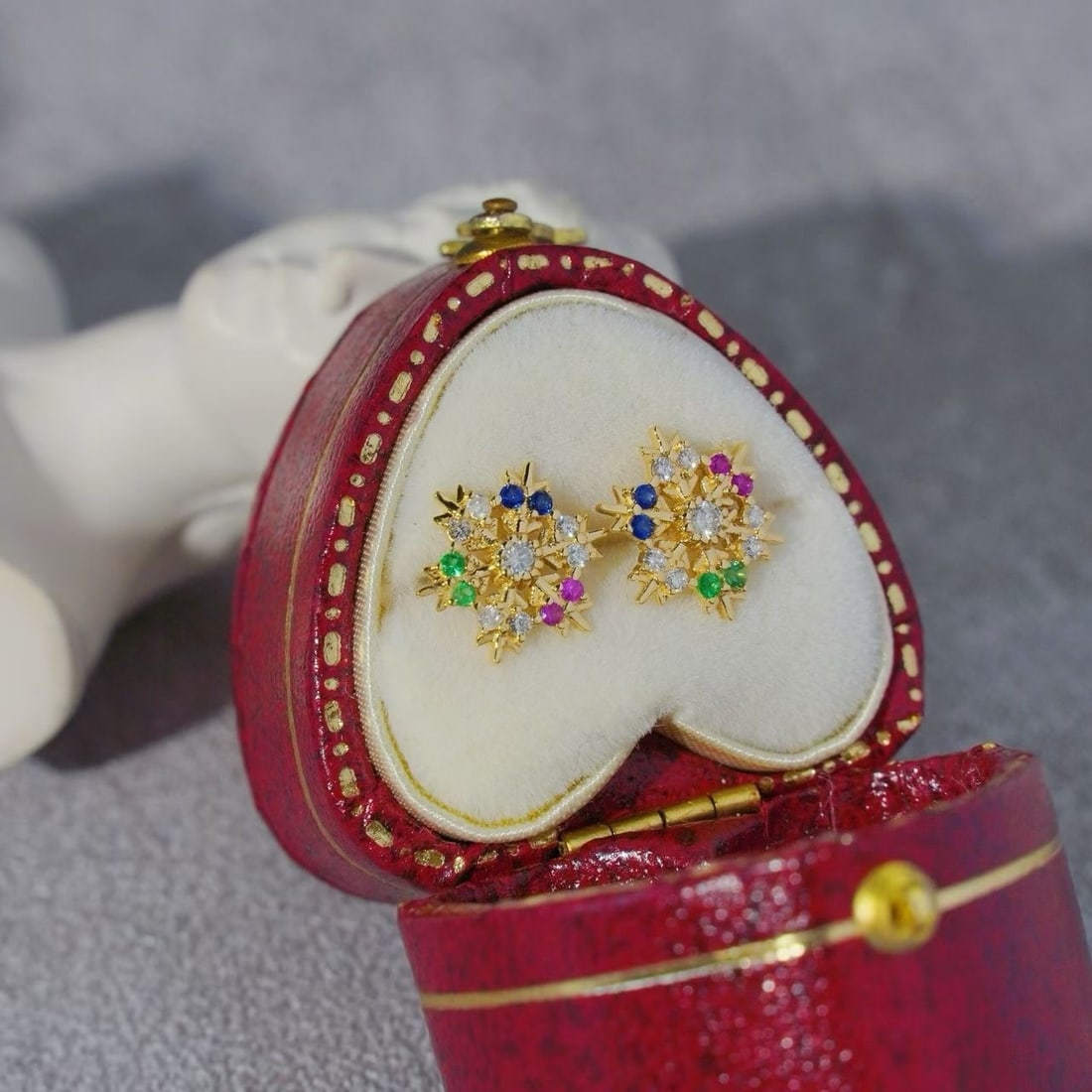 14k Gold 0.38 Ct Natural Coloured Gemstone Earrings - 2
