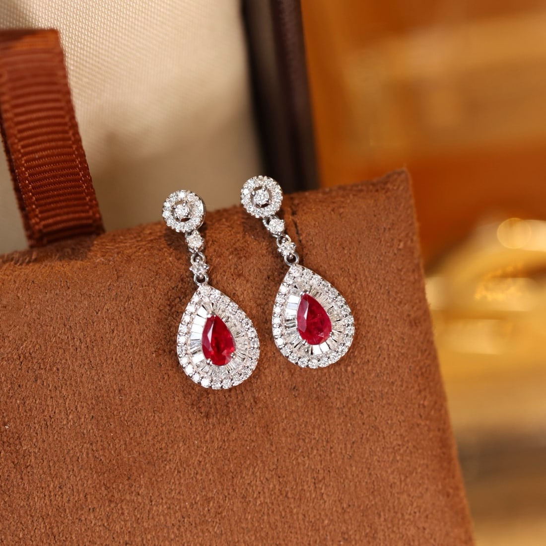 14k Gold 1.06 Ctw Natural Ruby & Diamond Earrings - 6